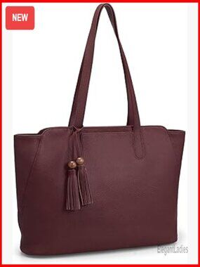 Genuine Leather Tote Bag with Multiple Compartments for Work & Travel